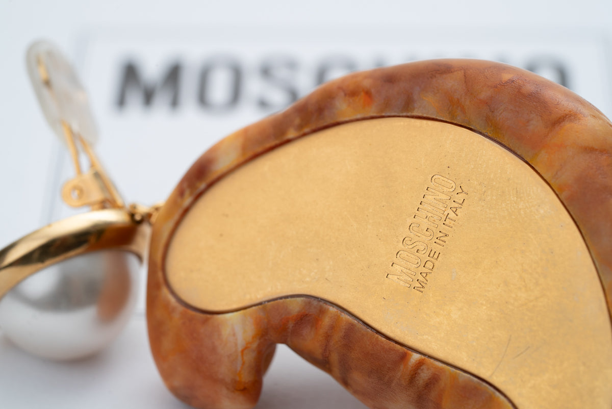 MOSCHINO COUTURE! - 2025 Brown Croissant Novelty Earrings