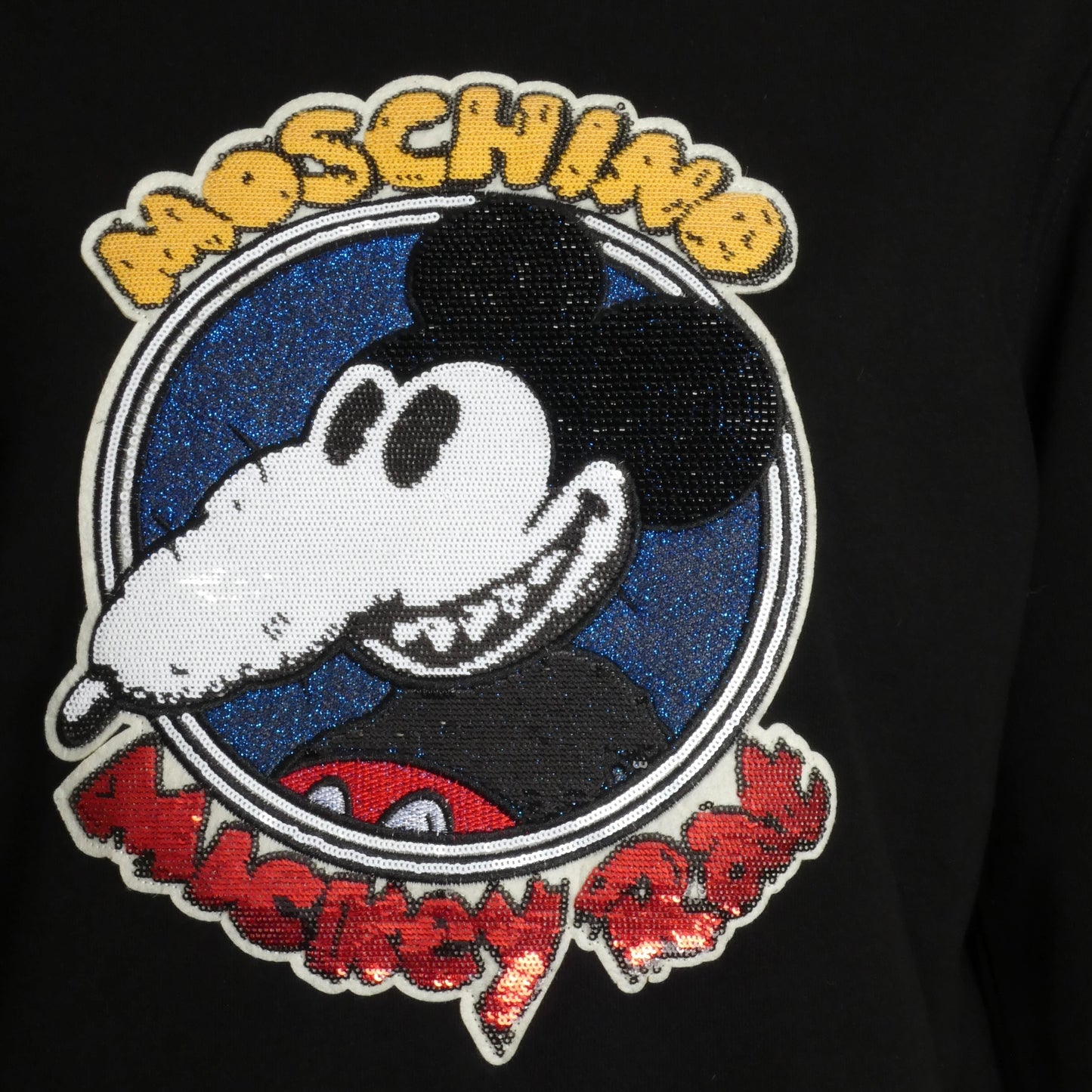 MOSCHINO COUTURE! - 2020 NWT Mickey Rat Sequin Sweatshirt, Size Medium