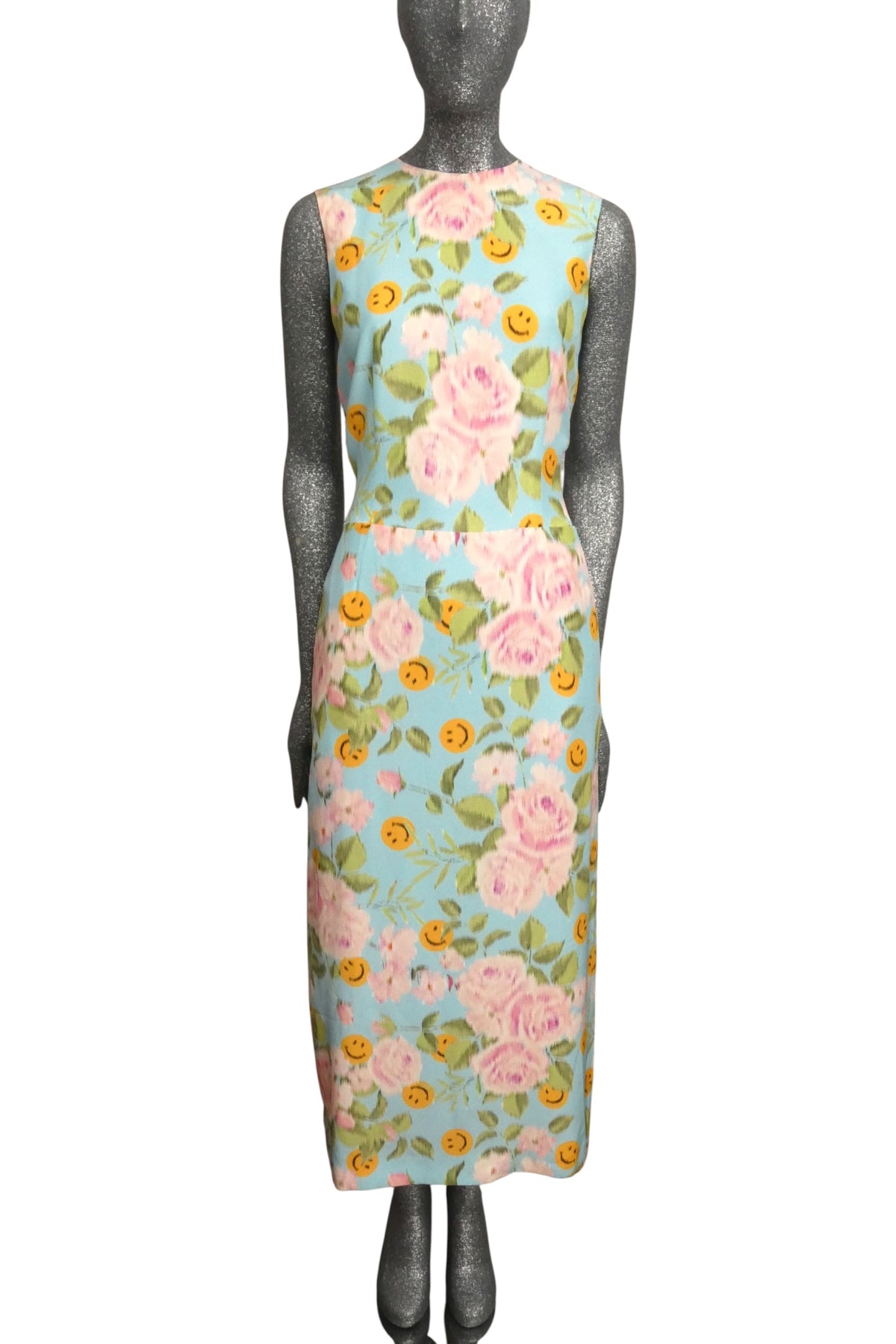 MOSCHINO COUTURE! - PF2025 Blue & Pink Floral Print Maxi Dress, Size-4