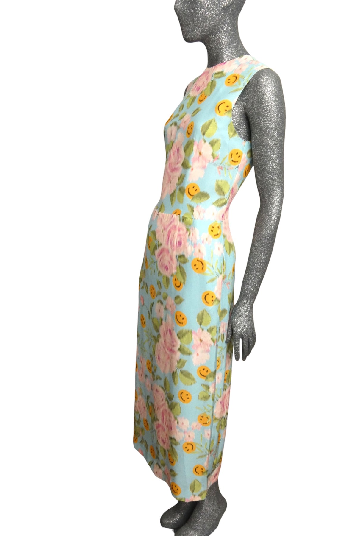 MOSCHINO COUTURE! - PF2025 Blue & Pink Floral Print Maxi Dress, Size-4