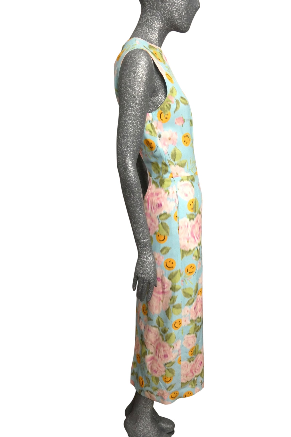 MOSCHINO COUTURE! - PF2025 Blue & Pink Floral Print Maxi Dress, Size-4