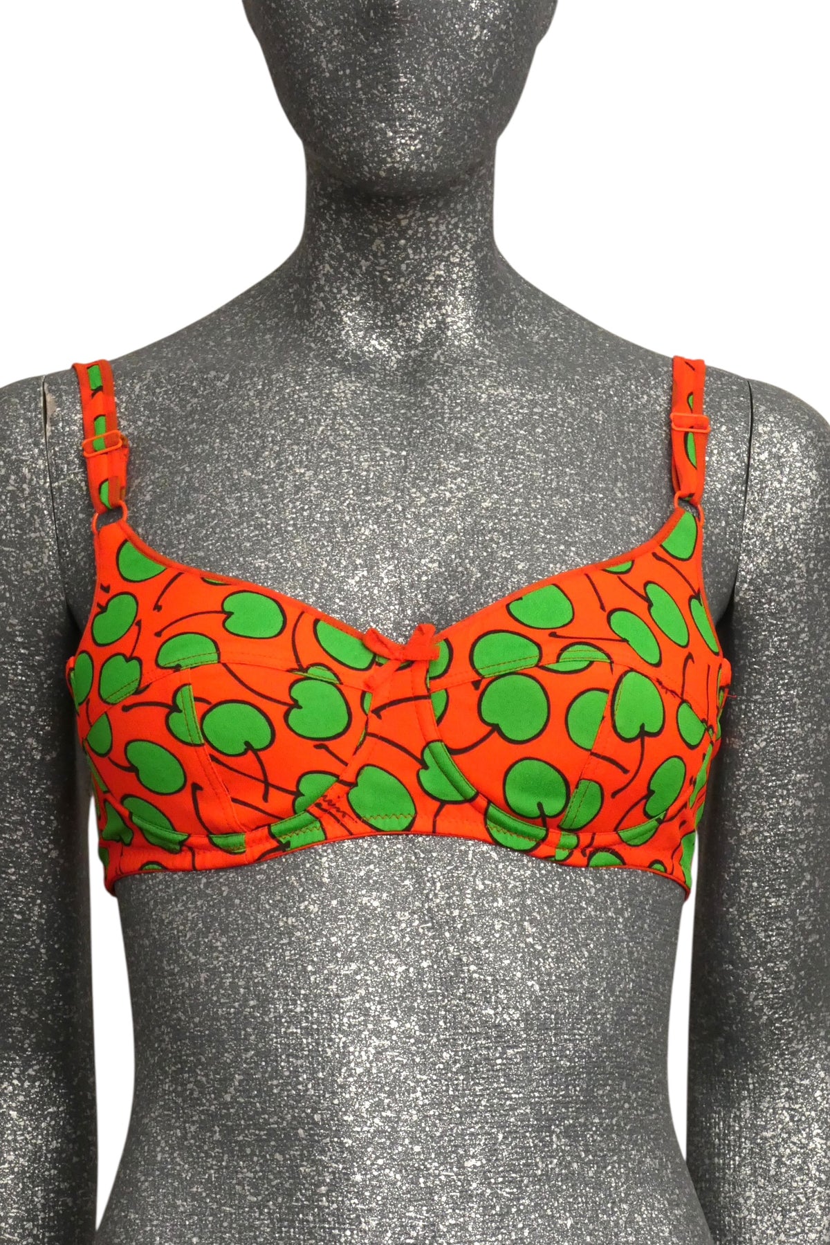 MOSCHINO COUTURE! - R2023 Red & Green Cherry Print Bra Top, Multiple Sizes Available