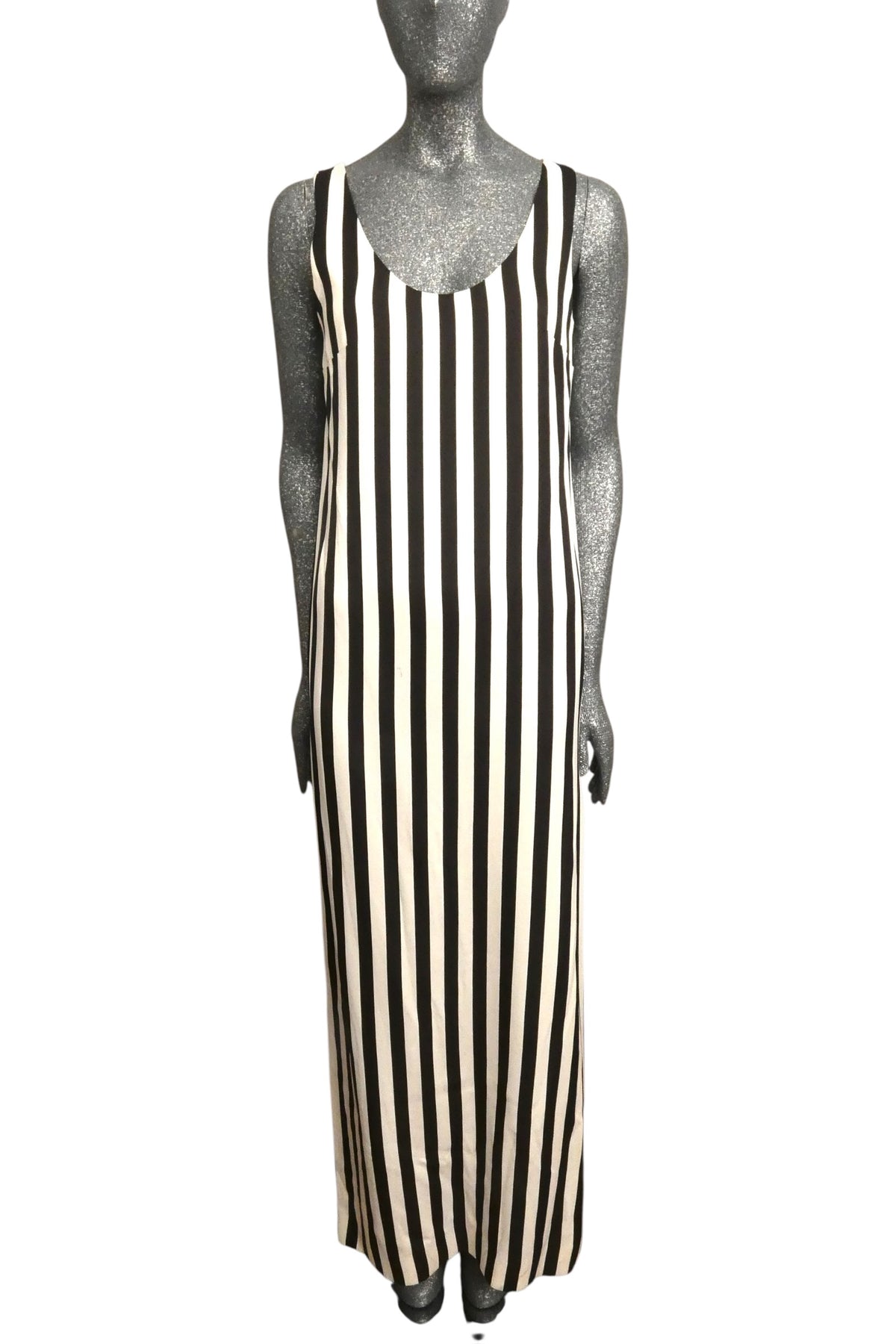 MOSCHINO COUTURE! - R2024 Black & White Stripe Maxi Dress, Size-8