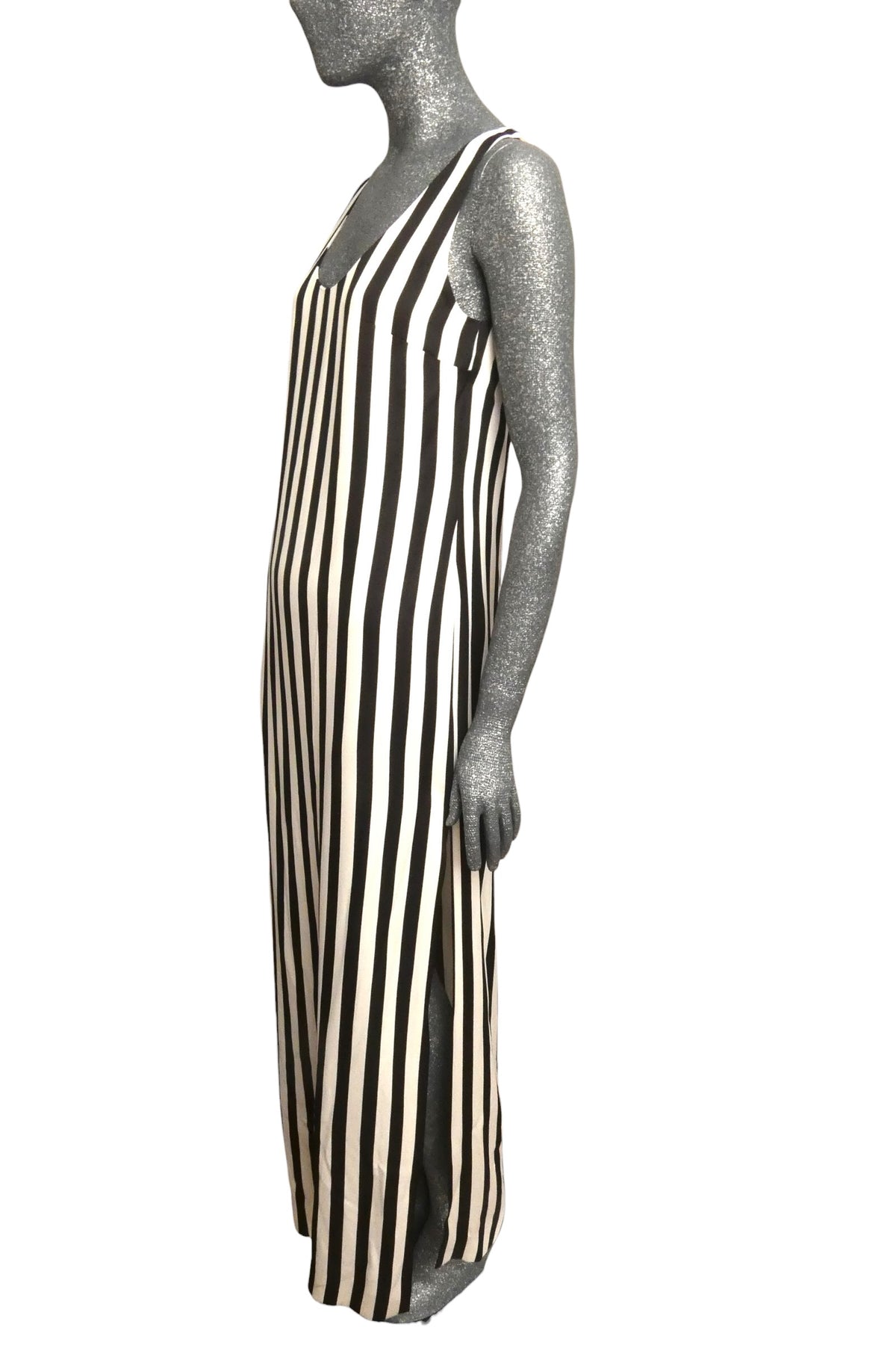 MOSCHINO COUTURE! - R2024 Black & White Stripe Maxi Dress, Size-8