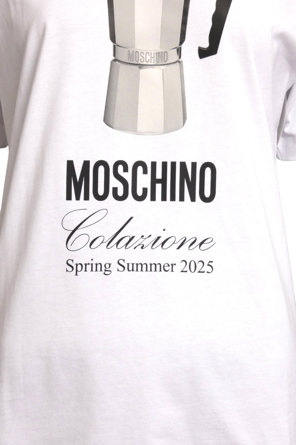 MOSCHINO COUTURE! - 2025 Oversized White & Black Coffee T-Shirt, Size-2