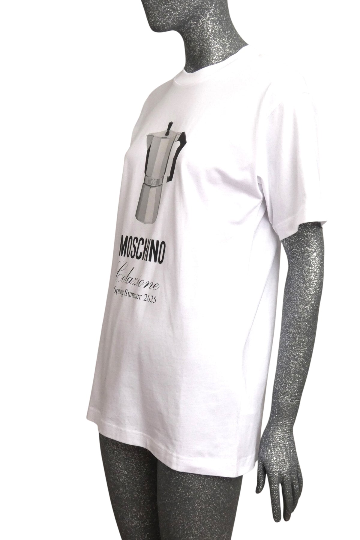 MOSCHINO COUTURE! - 2025 Oversized White & Black Coffee T-Shirt, Size-2