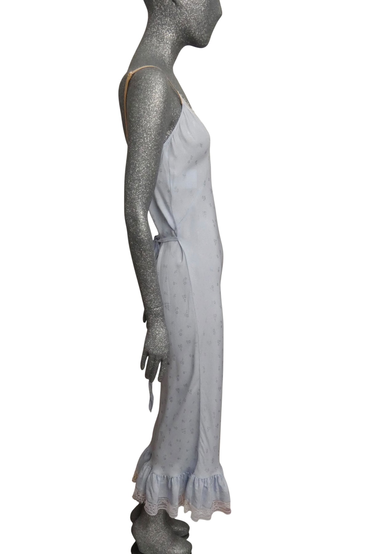 MOSCHINO COUTURE! - 2025 Blue Jacquard & Lace Slip Dress, Size-4
