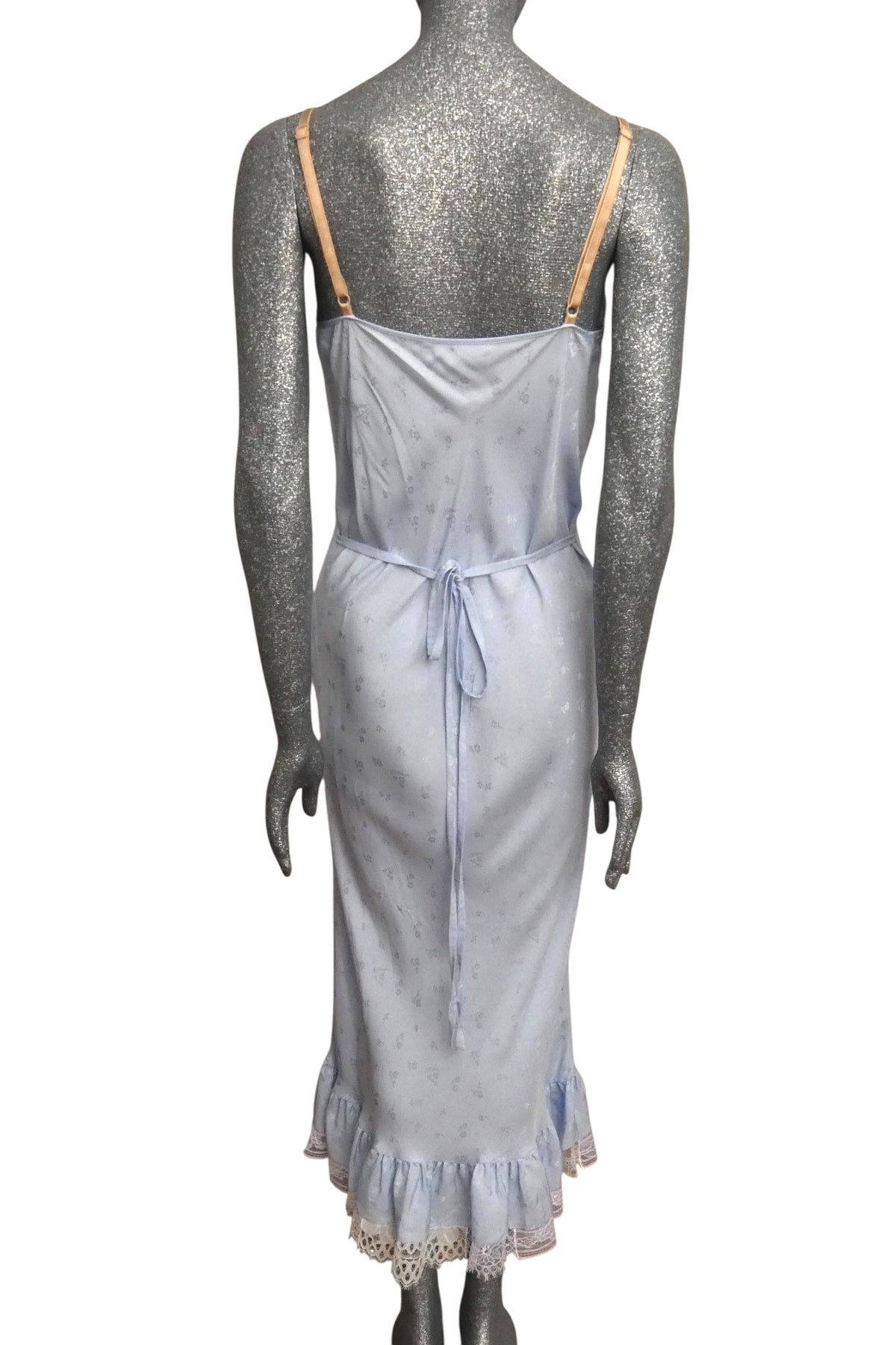 MOSCHINO COUTURE! - 2025 Blue Jacquard & Lace Slip Dress, Size-4