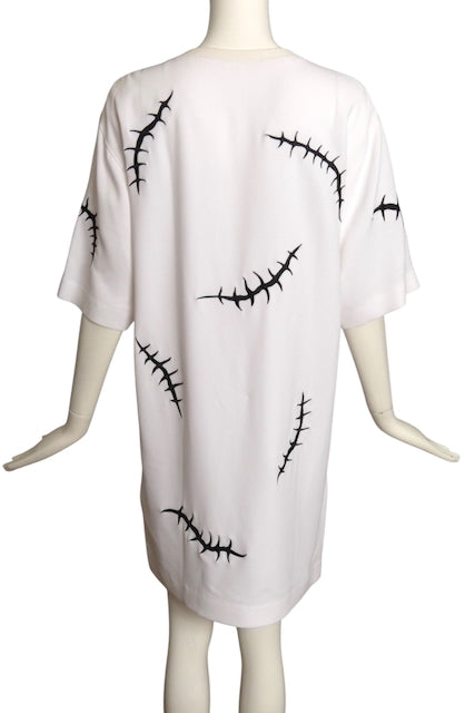 MOSCHINO COUTURE! - 2020 White Embroidered Knit Dress, Size 6
