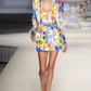 MOSCHINO COUTURE! - S2023 Yellow & Pink Satin Print Bustier, Size-10