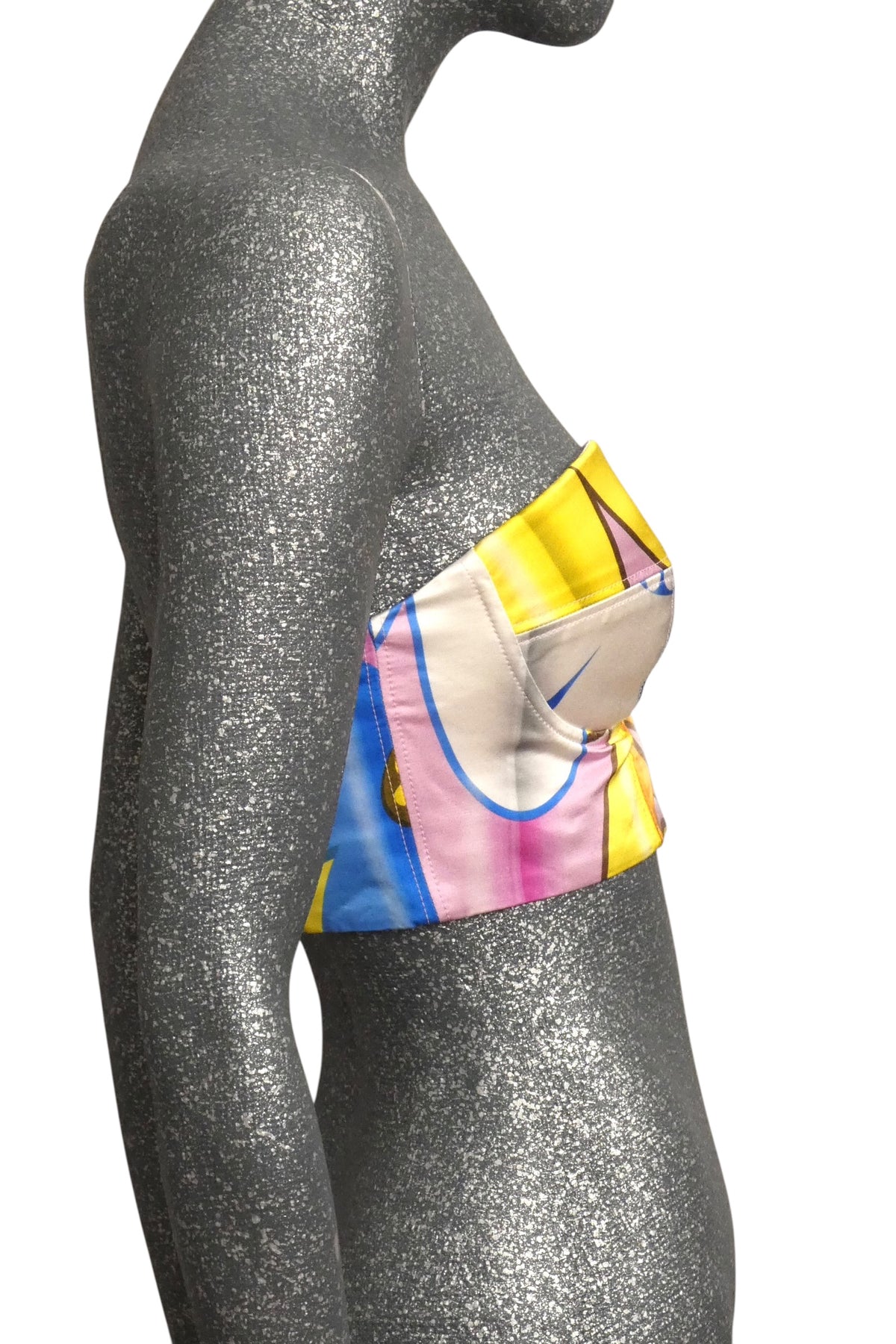 MOSCHINO COUTURE! - S2023 Yellow & Pink Satin Print Bustier, Size-10