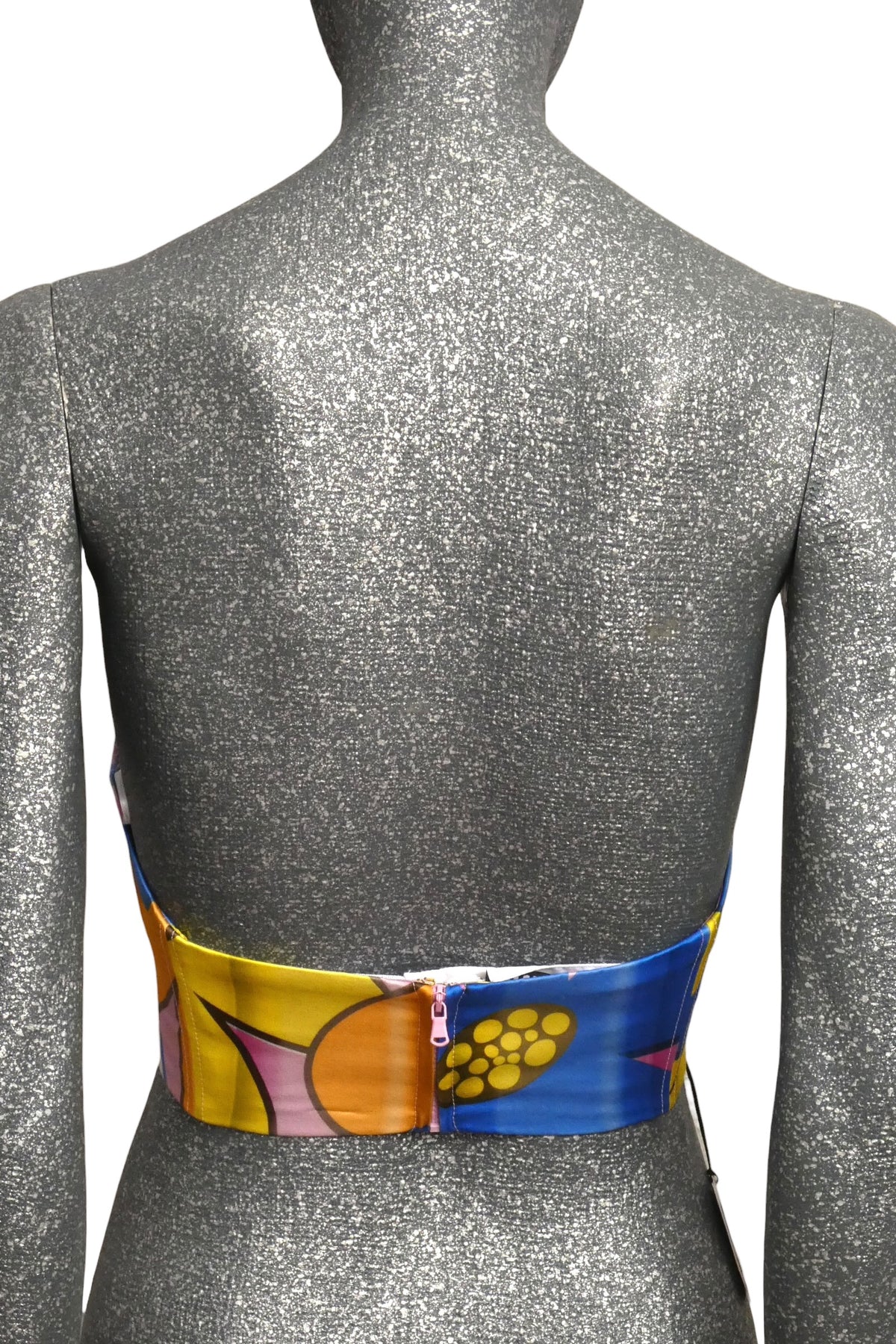 MOSCHINO COUTURE! - S2023 Yellow & Pink Satin Print Bustier, Size-10