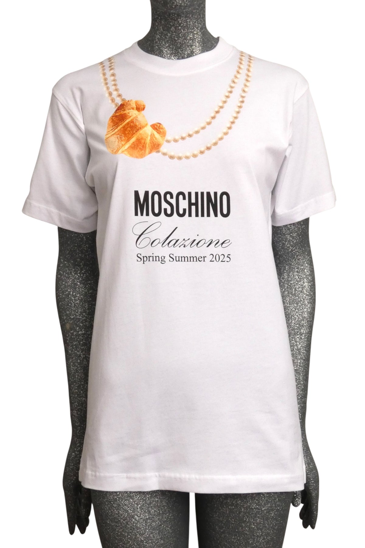 MOSCHINO COUTURE! - 2025 White Croissant T-Shirt, Multiple Sizes Available