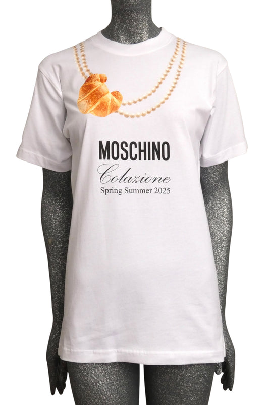 MOSCHINO COUTURE! - 2025 White Croissant T-Shirt, Multiple Sizes Available