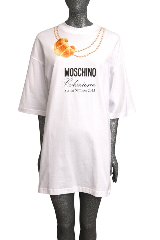MOSCHINO COUTURE! - S2025 White Oversized Croissant T-Shirt Dress, Multiple Sizes Available