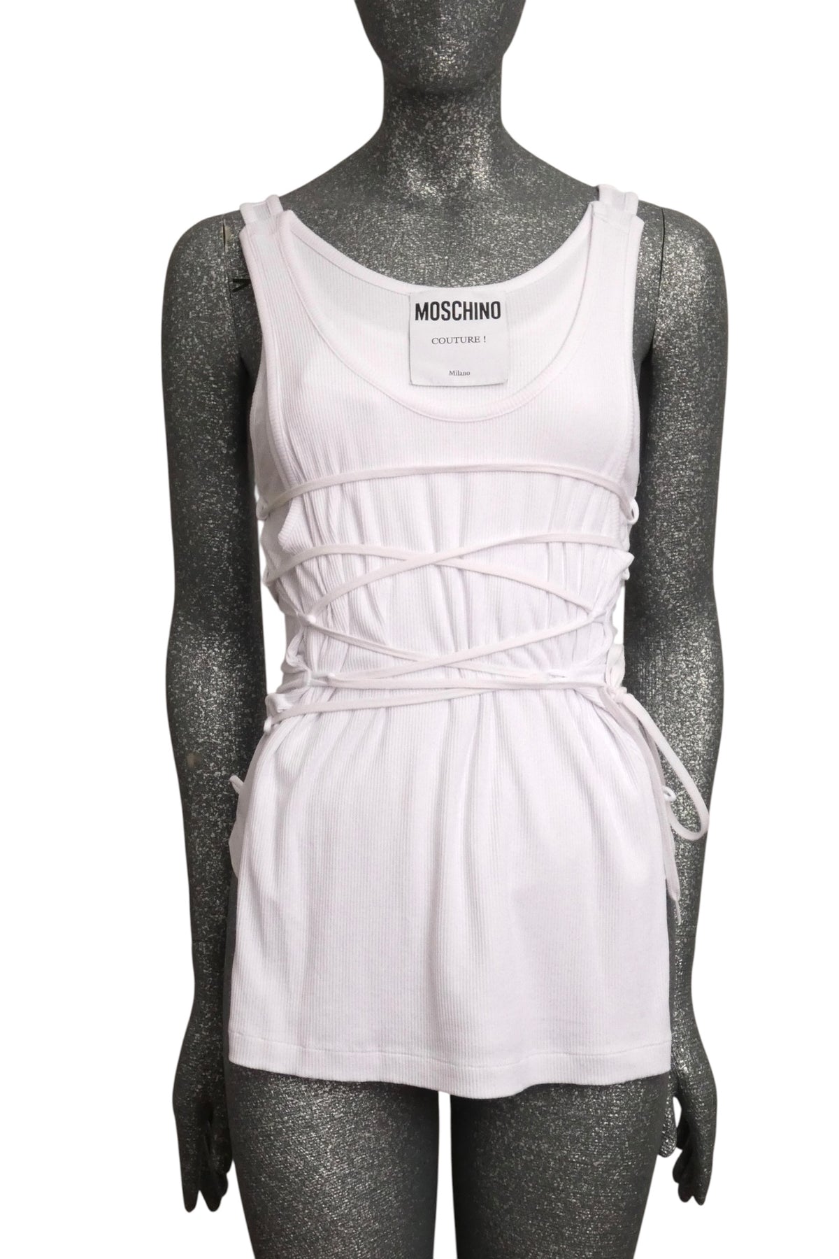 MOSCHINO COUTURE! - 2025 White Double Layer Tank, Multiple Sizes Available