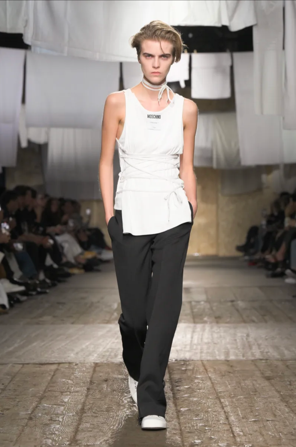 MOSCHINO COUTURE! - 2025 White Double Layer Tank, Multiple Sizes Available