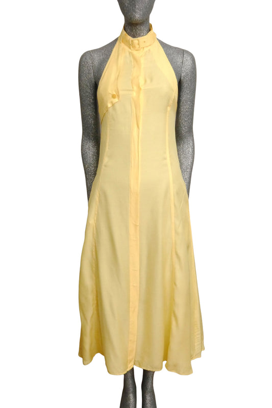MOSCHINO COUTURE! - S2025 Yellow Rayon Halter Dress, Size-4