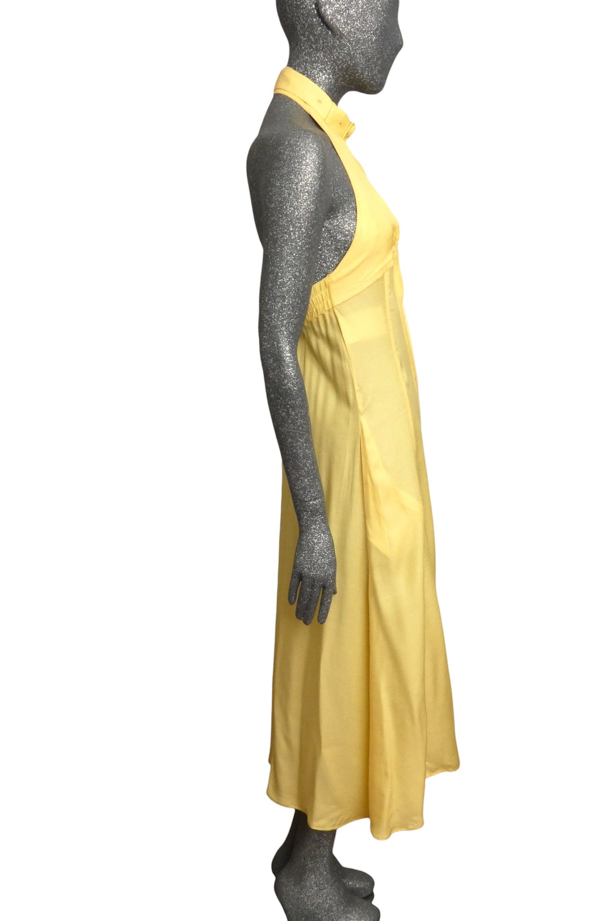 MOSCHINO COUTURE! - S2025 Yellow Rayon Halter Dress, Size-4