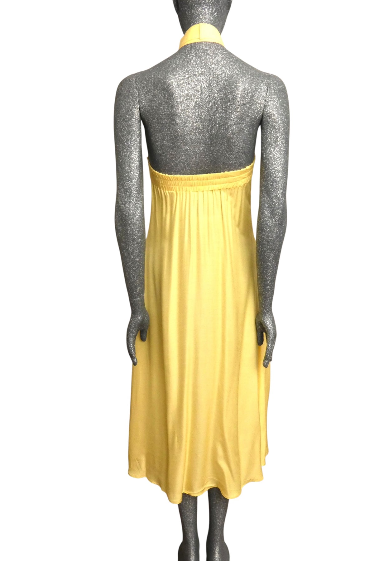 MOSCHINO COUTURE! - S2025 Yellow Rayon Halter Dress, Size-4