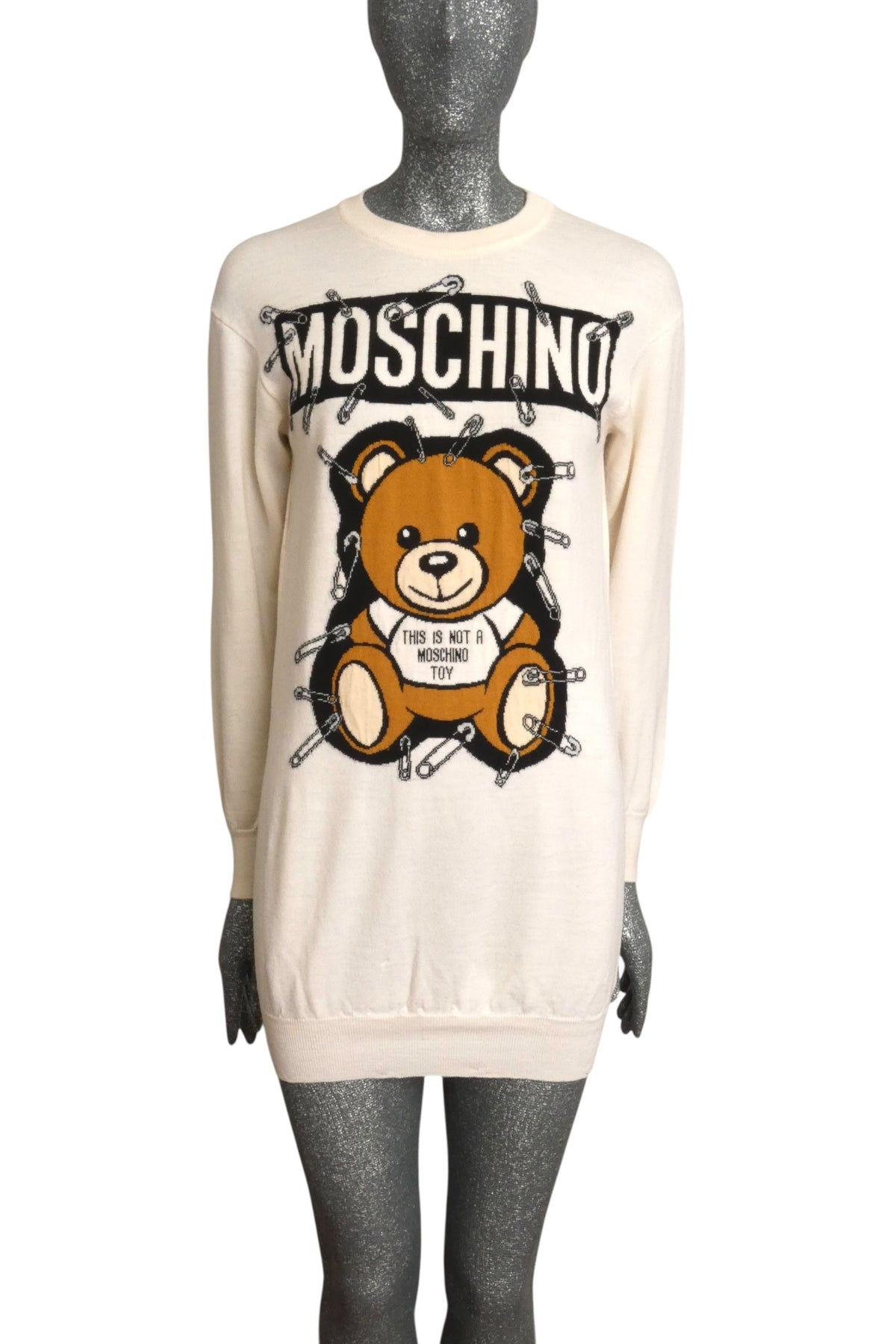 MOSCHINO COUTURE! - 2018 Safety Pin Teddy Sweater Dress, Size-4