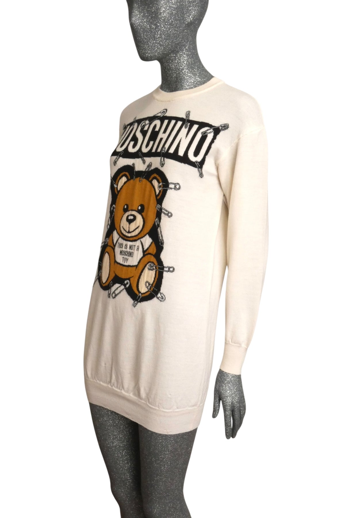 MOSCHINO COUTURE! - 2018 Safety Pin Teddy Sweater Dress, Size-4