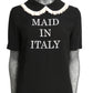 MOSCHINO COUTURE! - 2022 Black "Maid in Italy" Blouse, Size-8
