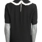 MOSCHINO COUTURE! - 2022 Black "Maid in Italy" Blouse, Size-8