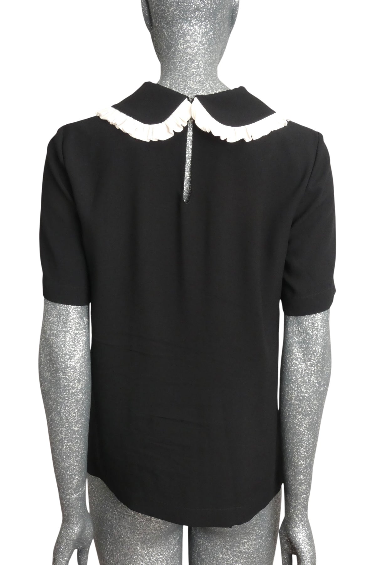 MOSCHINO COUTURE! - 2022 Black "Maid in Italy" Blouse, Size-8