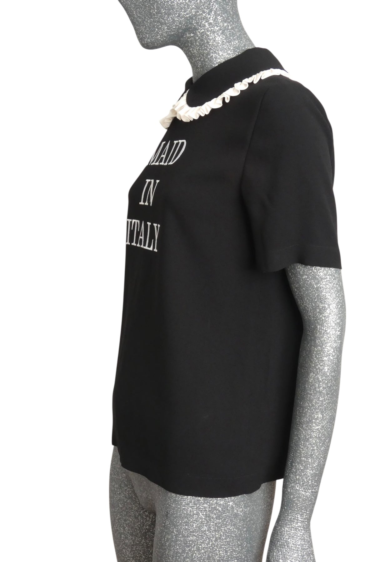 MOSCHINO COUTURE! - 2022 Black "Maid in Italy" Blouse, Size-8