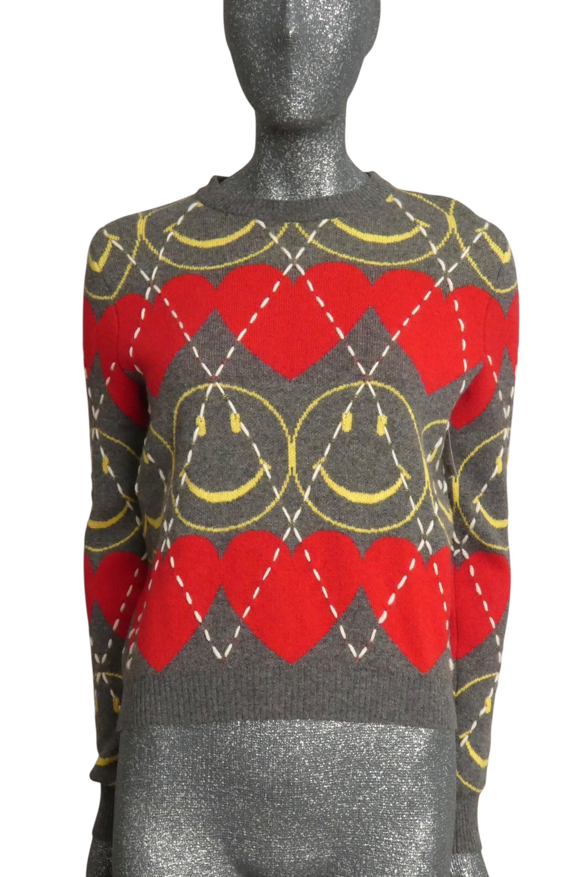 MOSCHINO COUTURE! - 2025 Wool Smiley Heart Sweater, Size-4