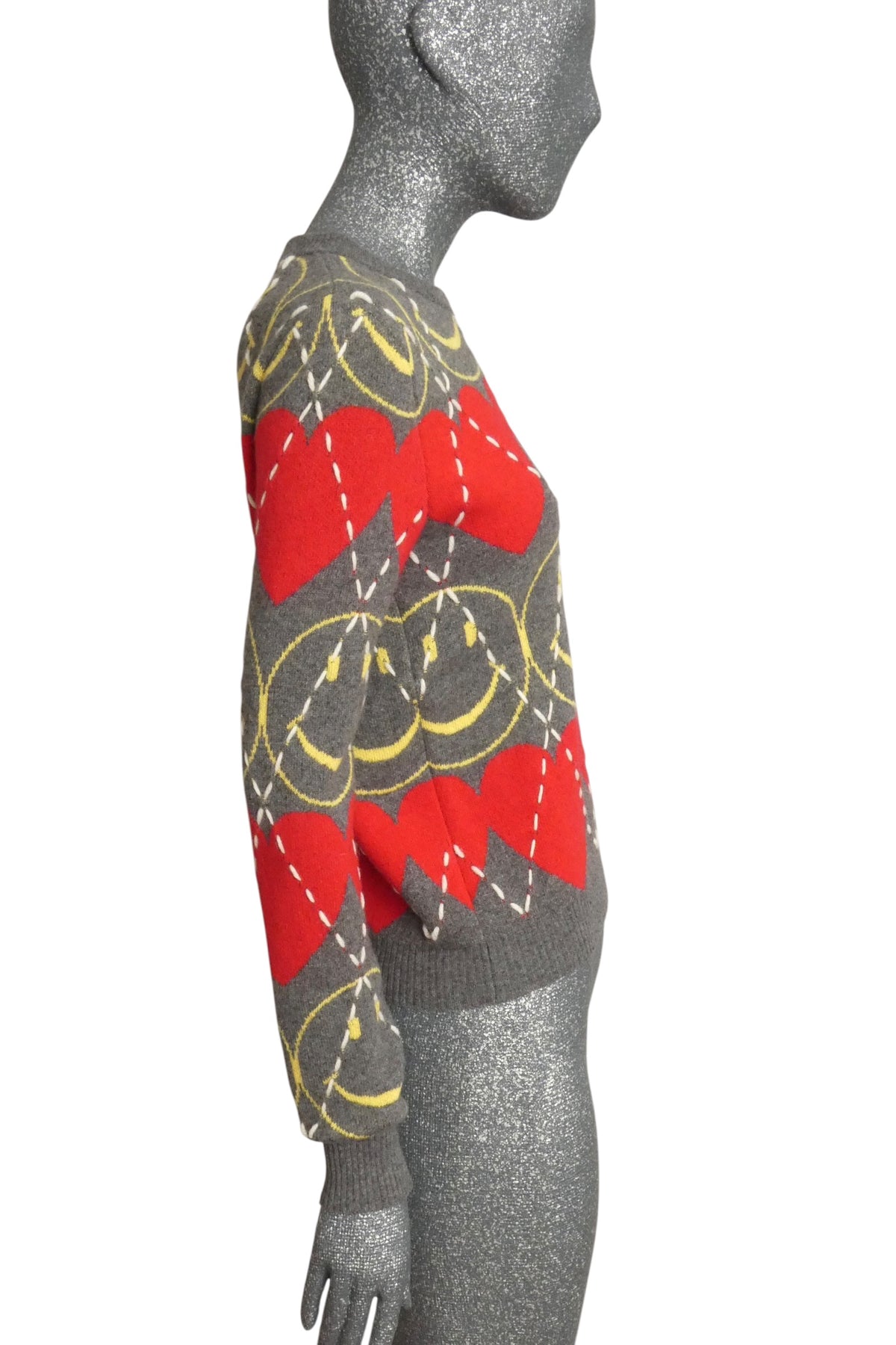 MOSCHINO COUTURE! - 2025 Wool Smiley Heart Sweater, Size-4