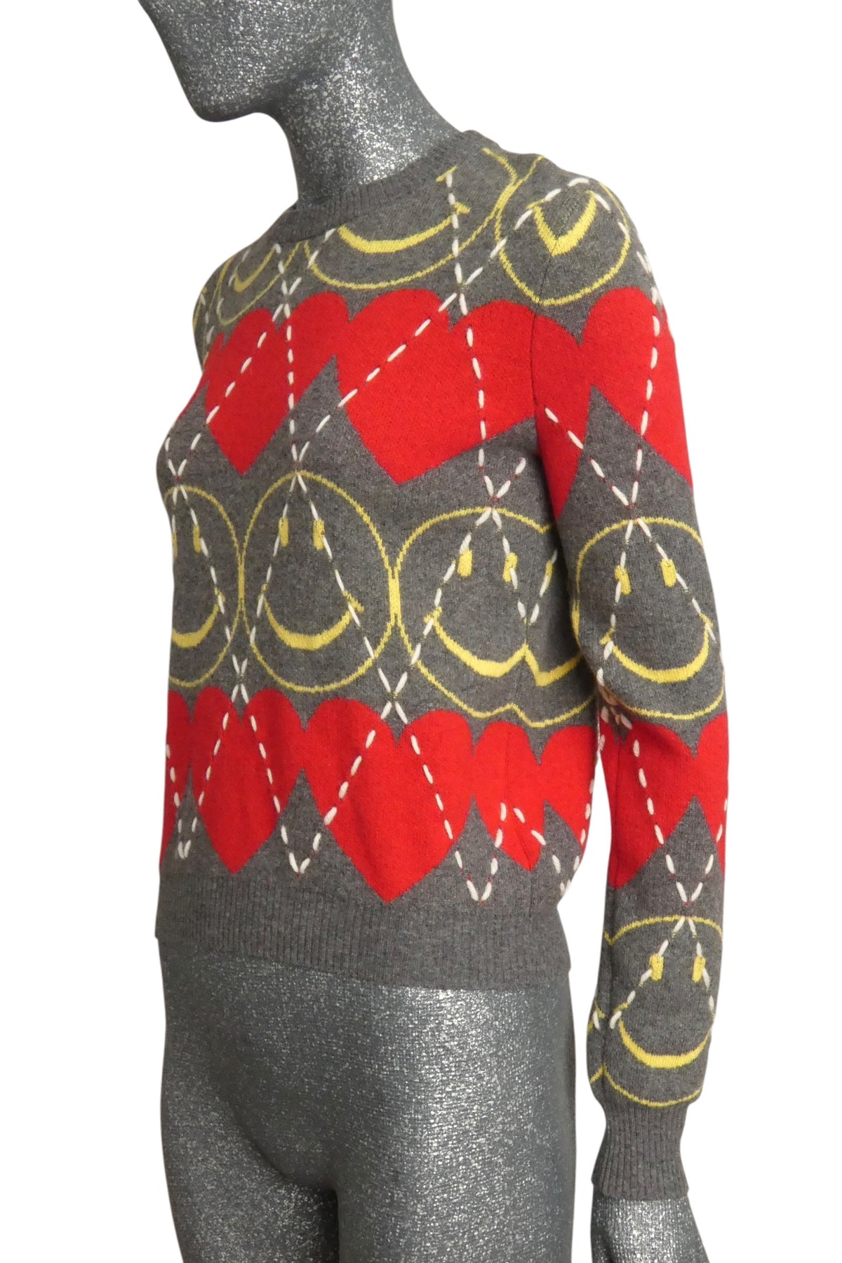 MOSCHINO COUTURE! - 2025 Wool Smiley Heart Sweater, Size-4