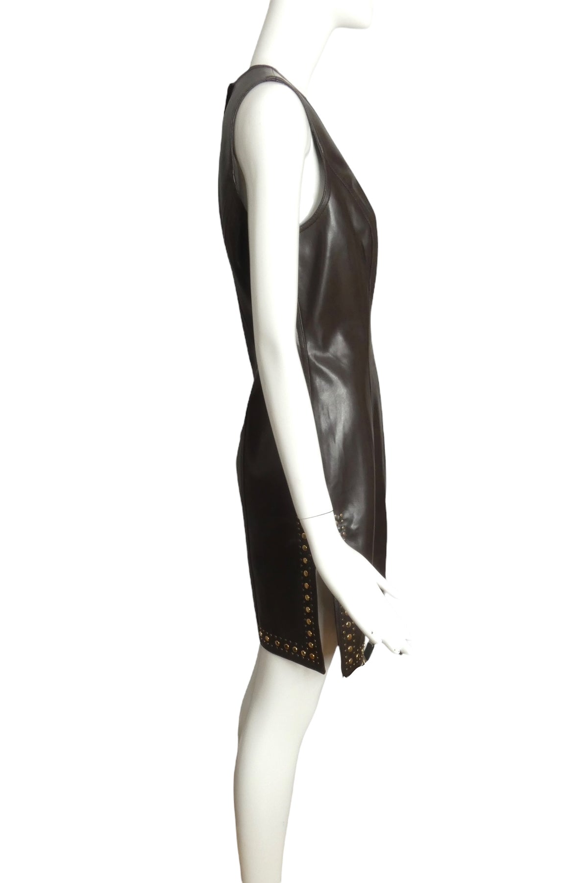 MOSCHINO JEANS - 1990s Brown Studded Dress, Size 12