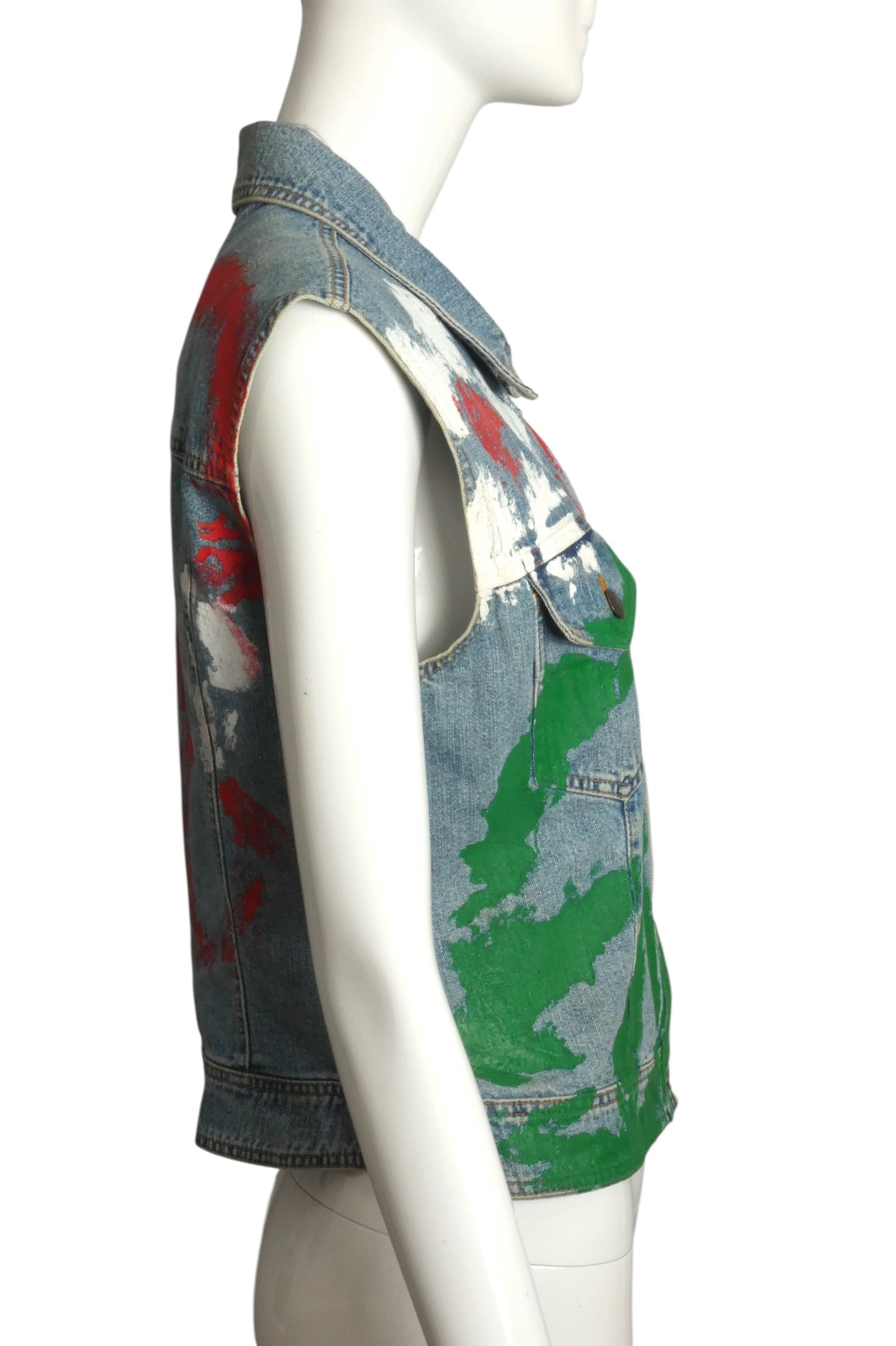 MOSCHINO JEANS - 1990s Painted Denim Vest, Size 6