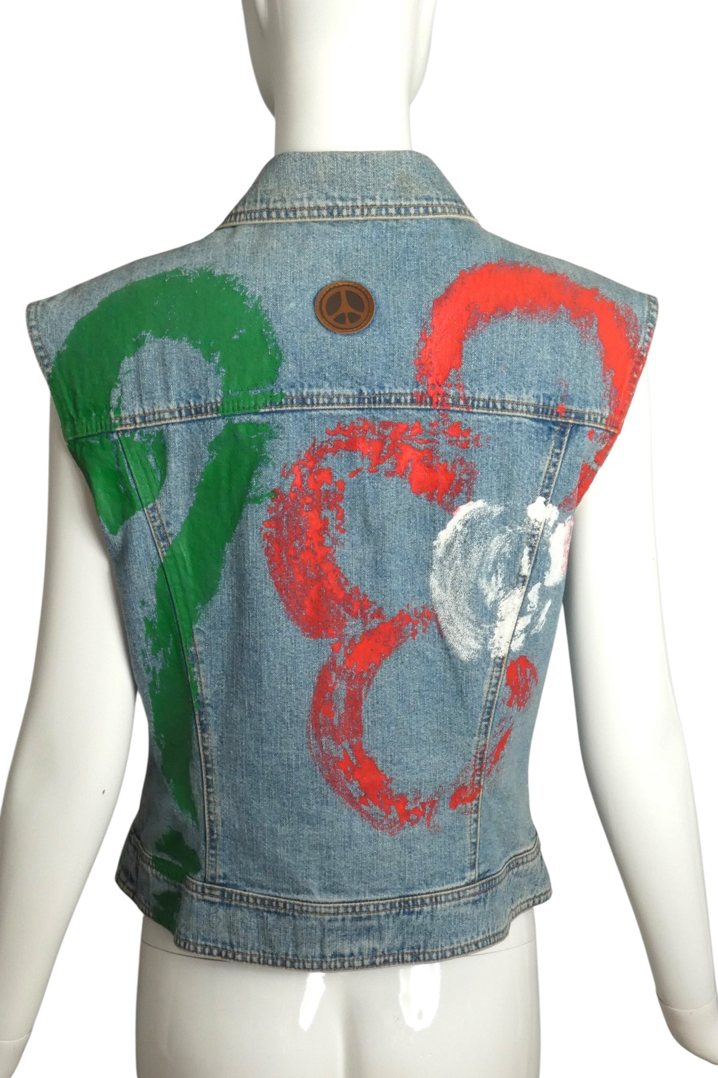 MOSCHINO JEANS - 1990s Painted Denim Vest, Size 6
