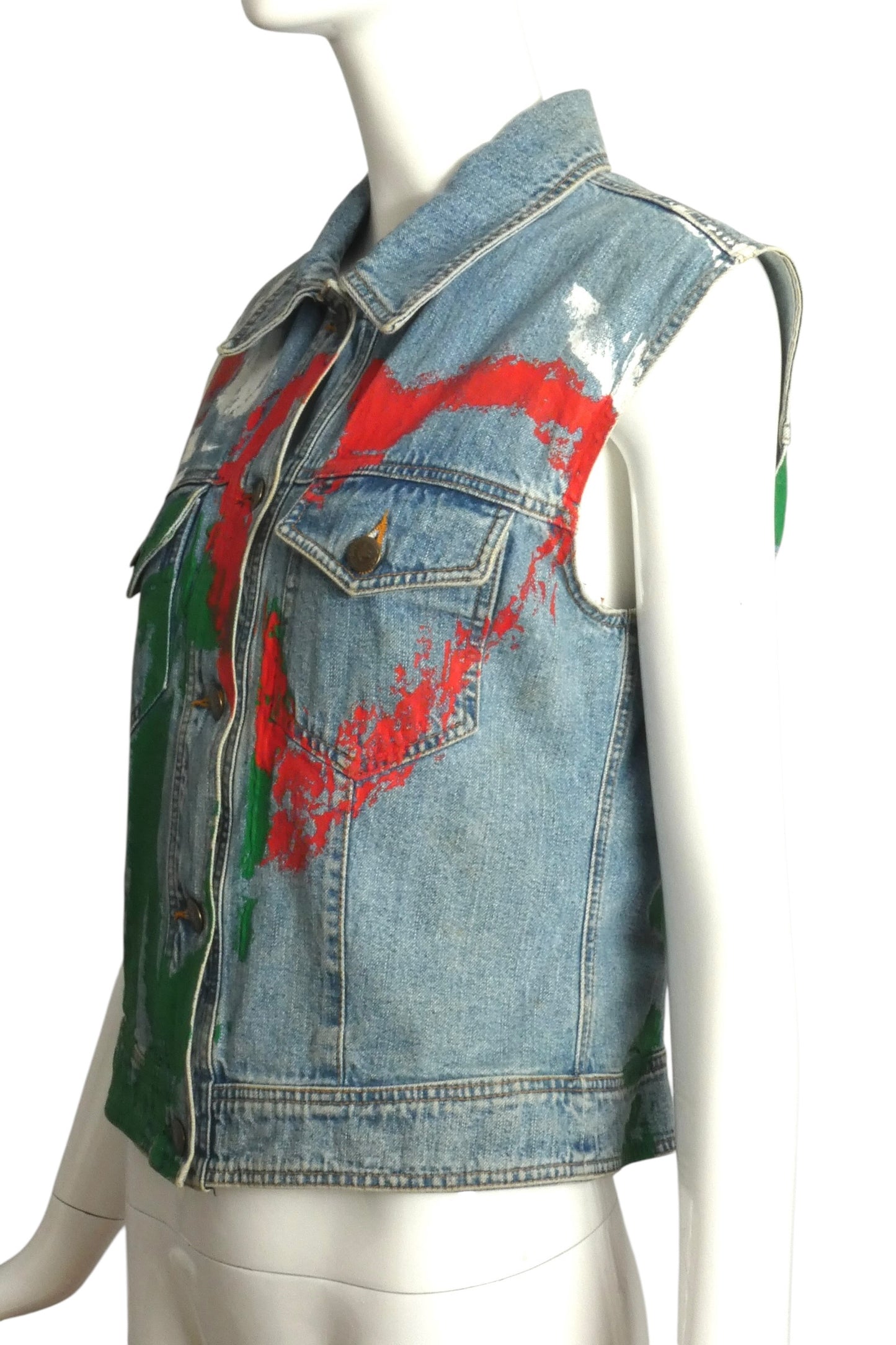 MOSCHINO JEANS - 1990s Painted Denim Vest, Size 6