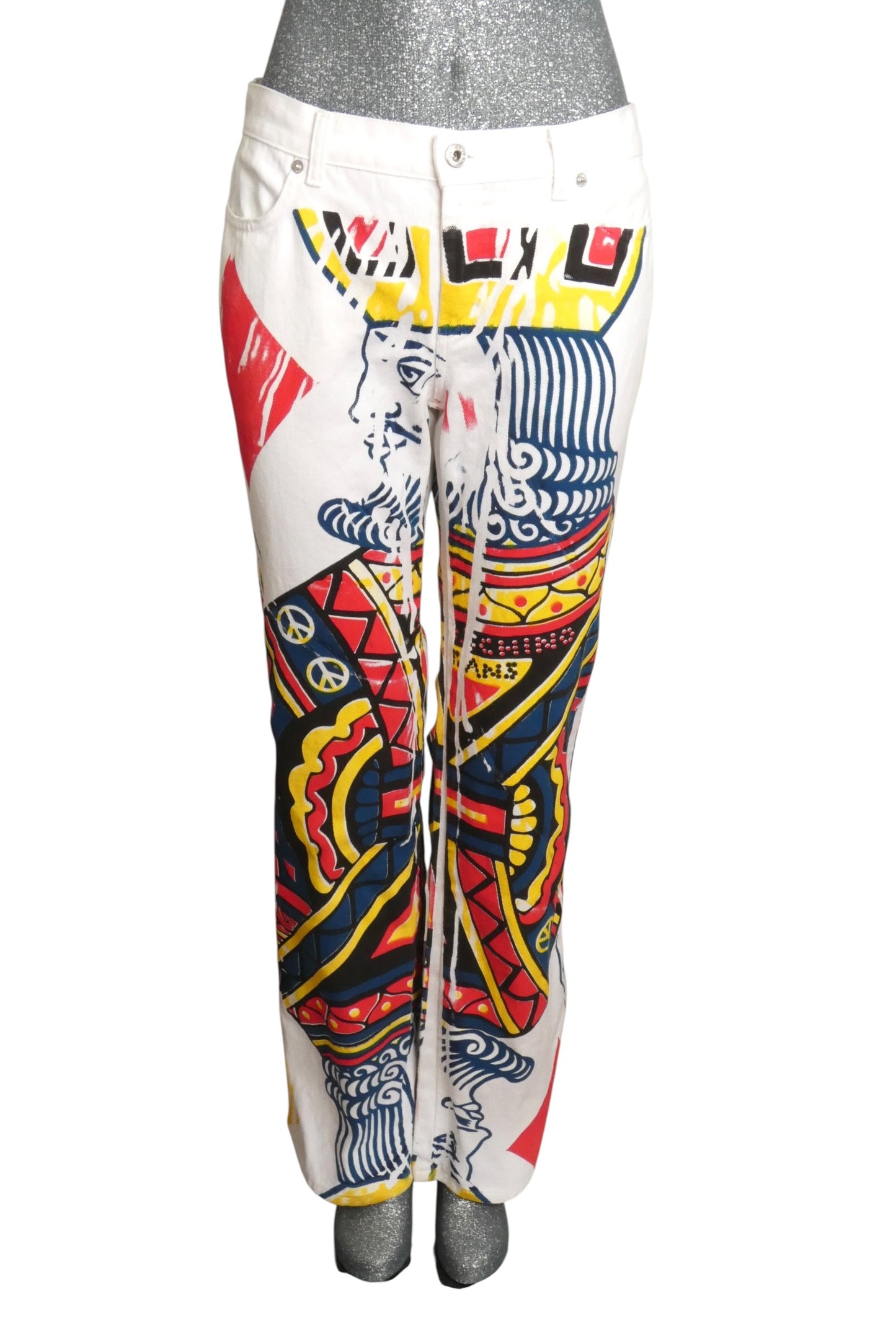 MOSCHINO JEANS - NWT c. 2000 Painted Denim Low-Rise Jeans, Size-W30
