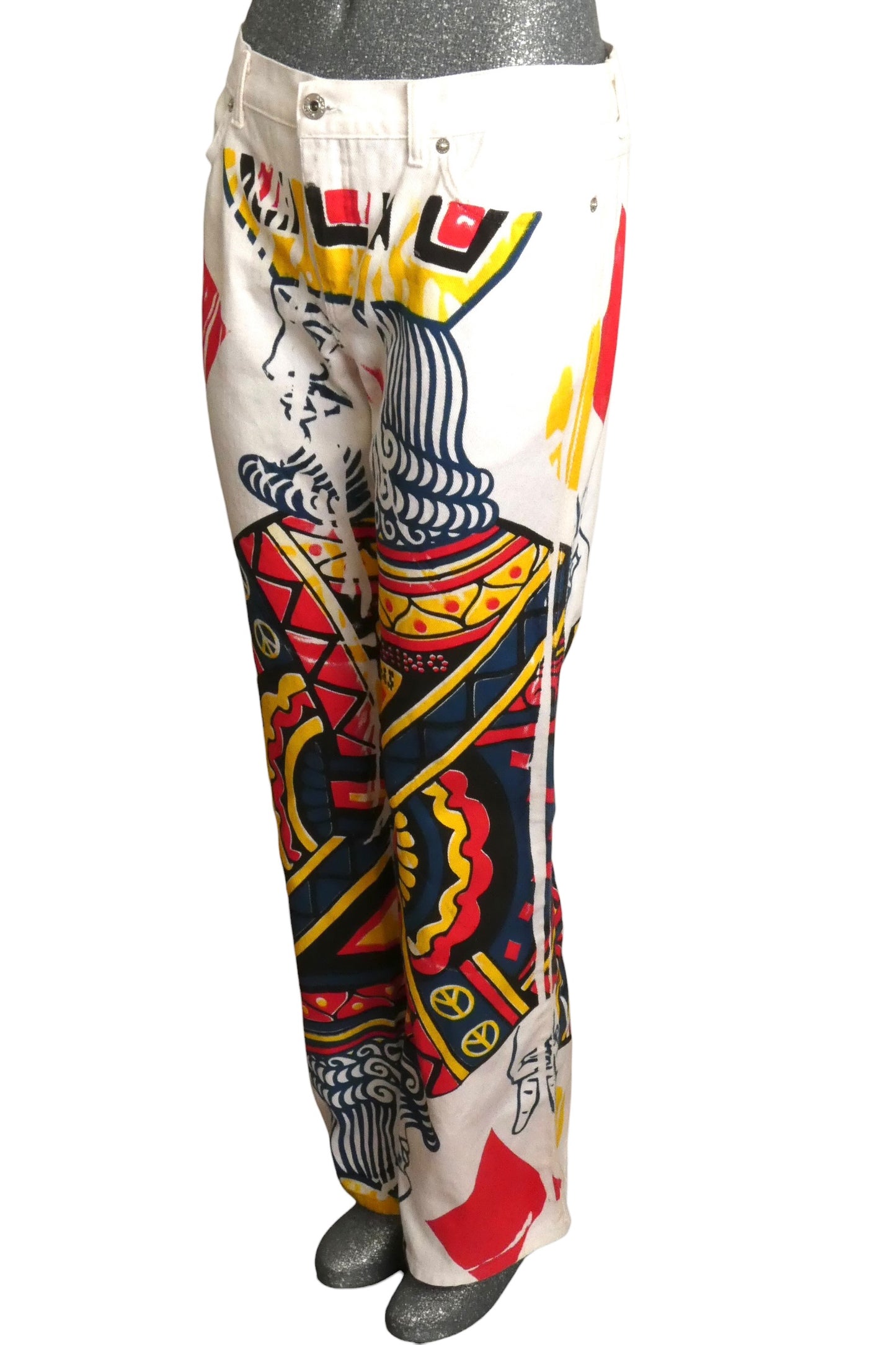 MOSCHINO JEANS - NWT c. 2000 Painted Denim Low-Rise Jeans, Size-W30
