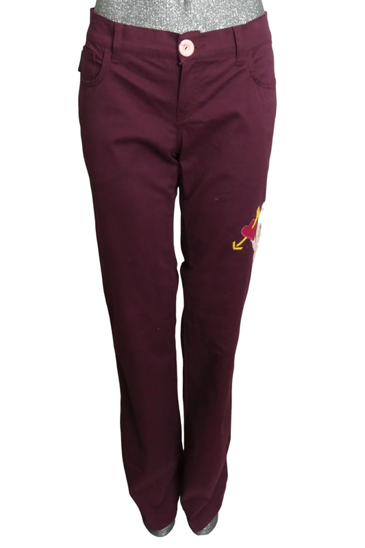 MOSCHINO JEANS - 2000s Appliqué Cotton Wide Leg Pants, Size-10