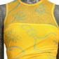 MOSCHINO JEANS - 2024 Yellow & Blue Shirred Mesh Print Dress, Size-6