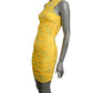MOSCHINO JEANS - 2024 Yellow & Blue Shirred Mesh Print Dress, Size-6