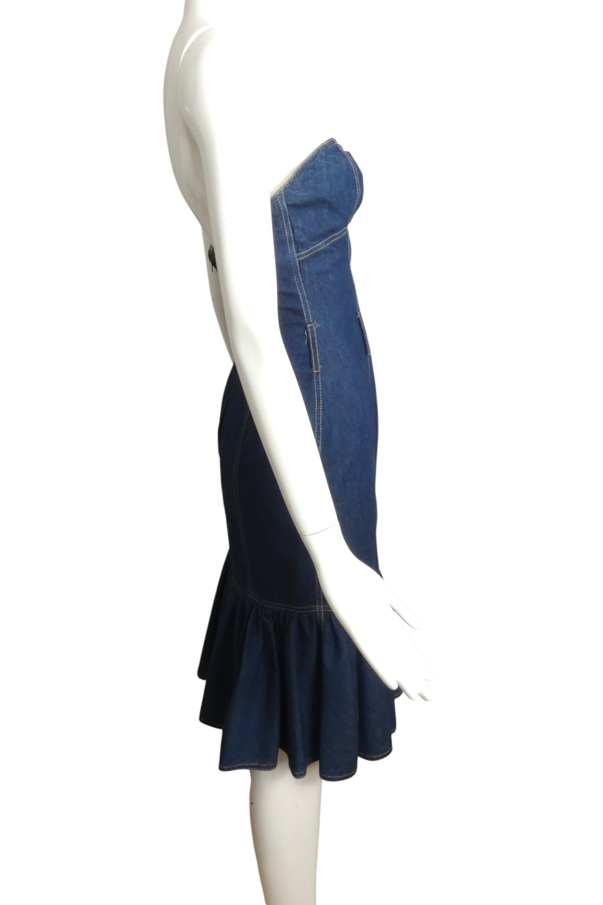 MOSCHINO - 1980s (late) Strapless Denim Dress, Size 6