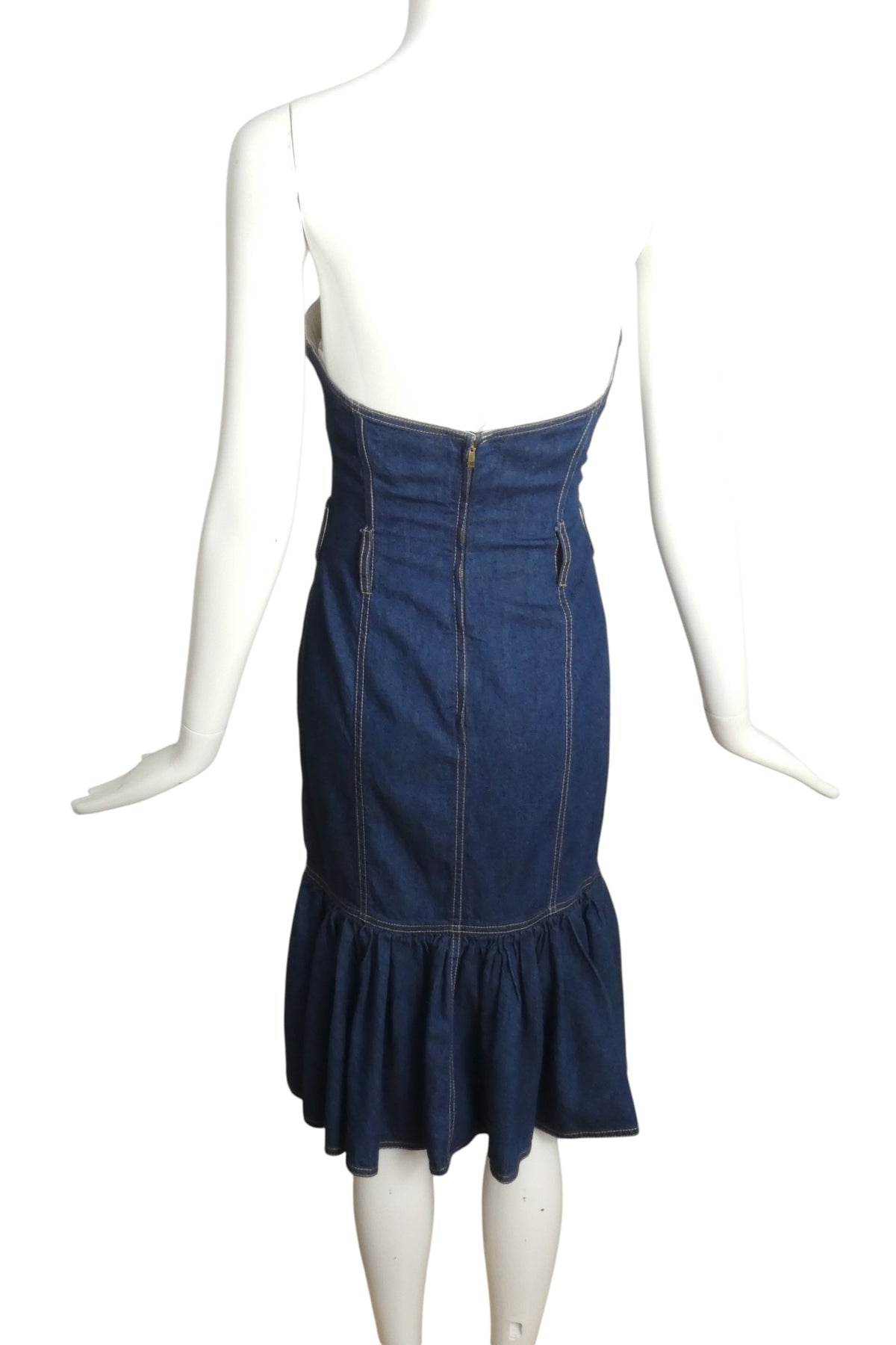 MOSCHINO - 1980s (late) Strapless Denim Dress, Size 6