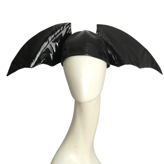 MOSCHINO - 2020 NWT Black Vinyl Bat Wing Cap, Size Small