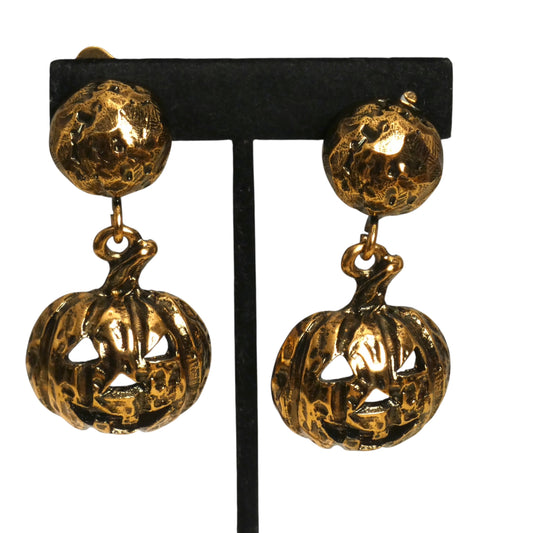 MOSCHINO COUTURE! - 2020 Gold Jack-o-Lantern Earrings