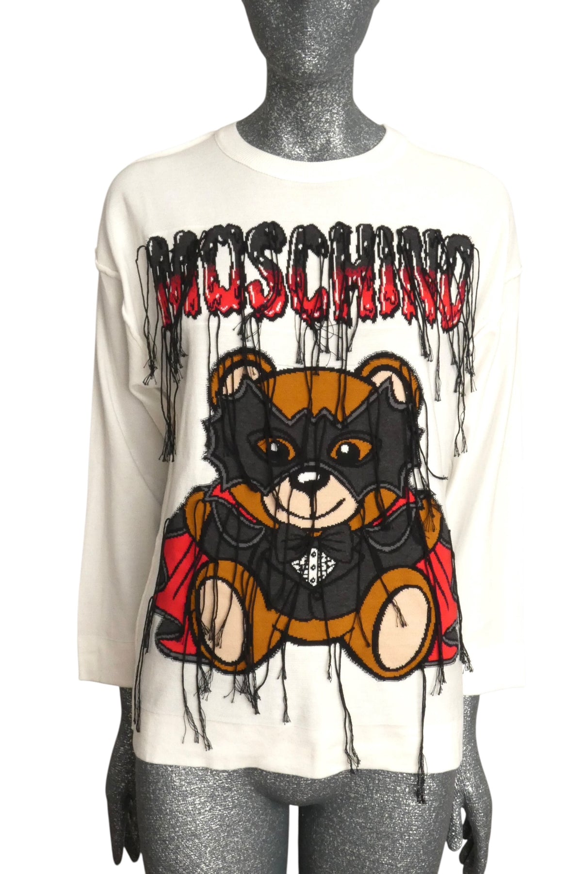 MOSCHINO COUTURE! - 2020 NWT Teddy Vampire Intarsia Fringe Sweater, Multiple Sizes Available