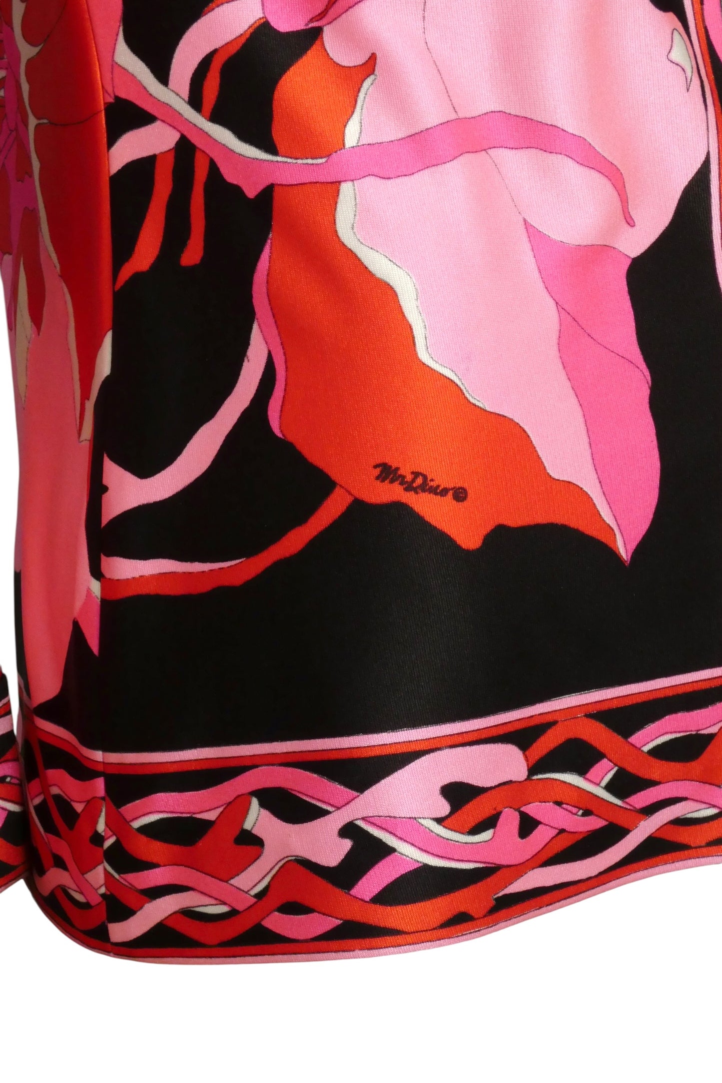 1970s Polyester Knit Floral Blouse, Size-6