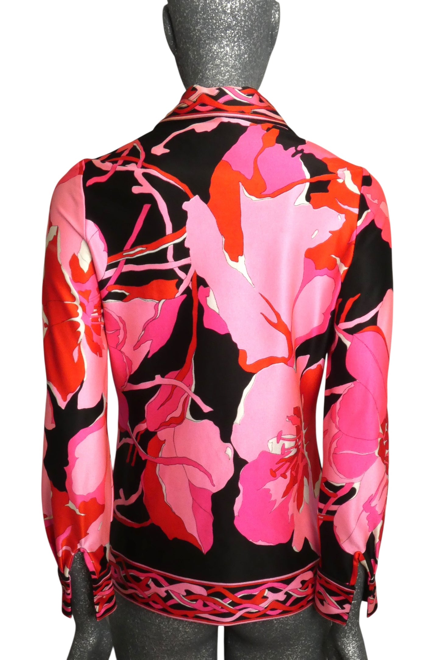 1970s Polyester Knit Floral Blouse, Size-6