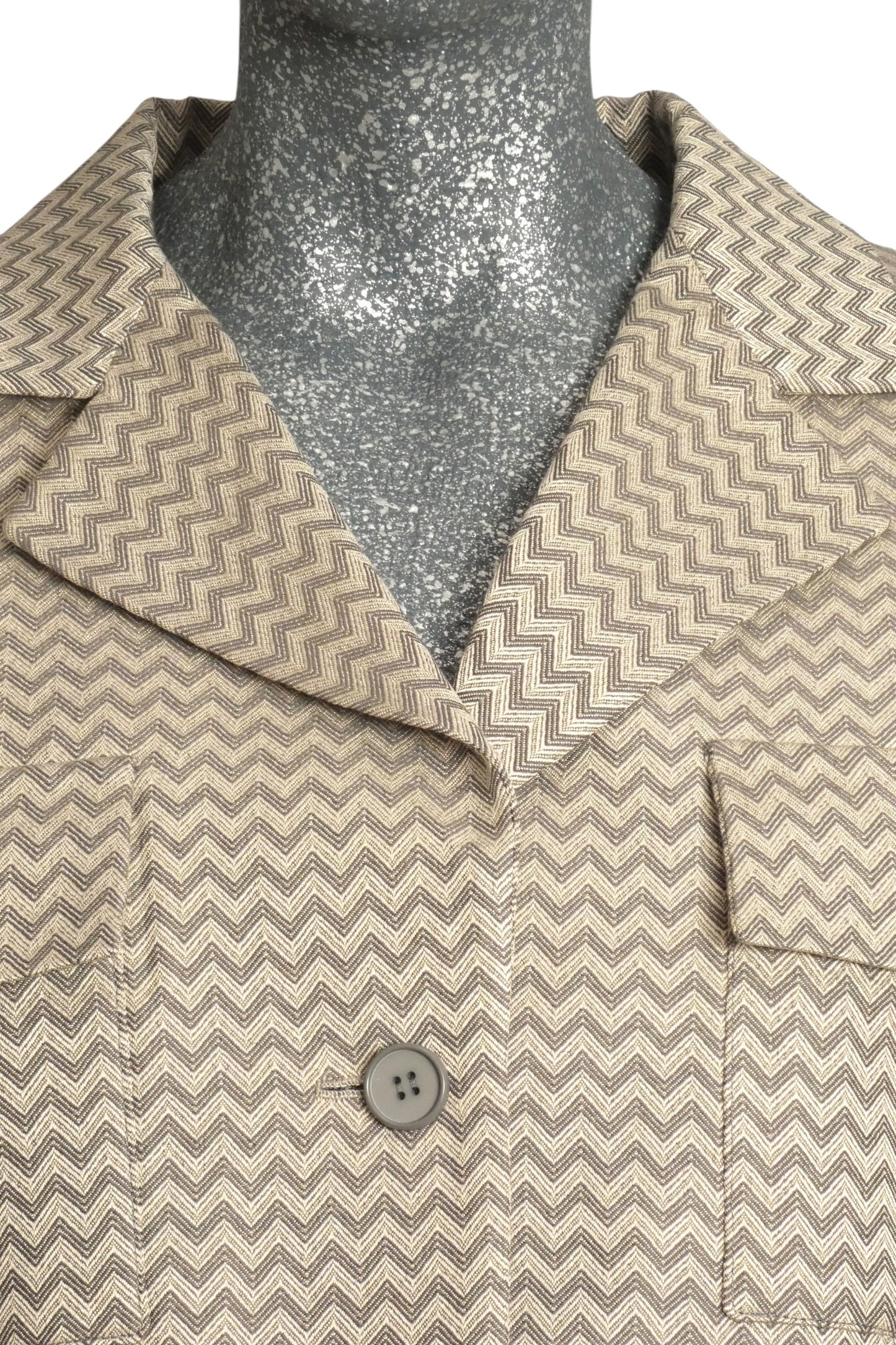 NINA RICCI - 1980s Silver Chevron Blazer, Size-10